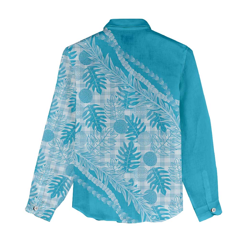 Hawaii Breadfruit Palaka Women Casual Shirt Polu Maile Lei - Polynesian Pride