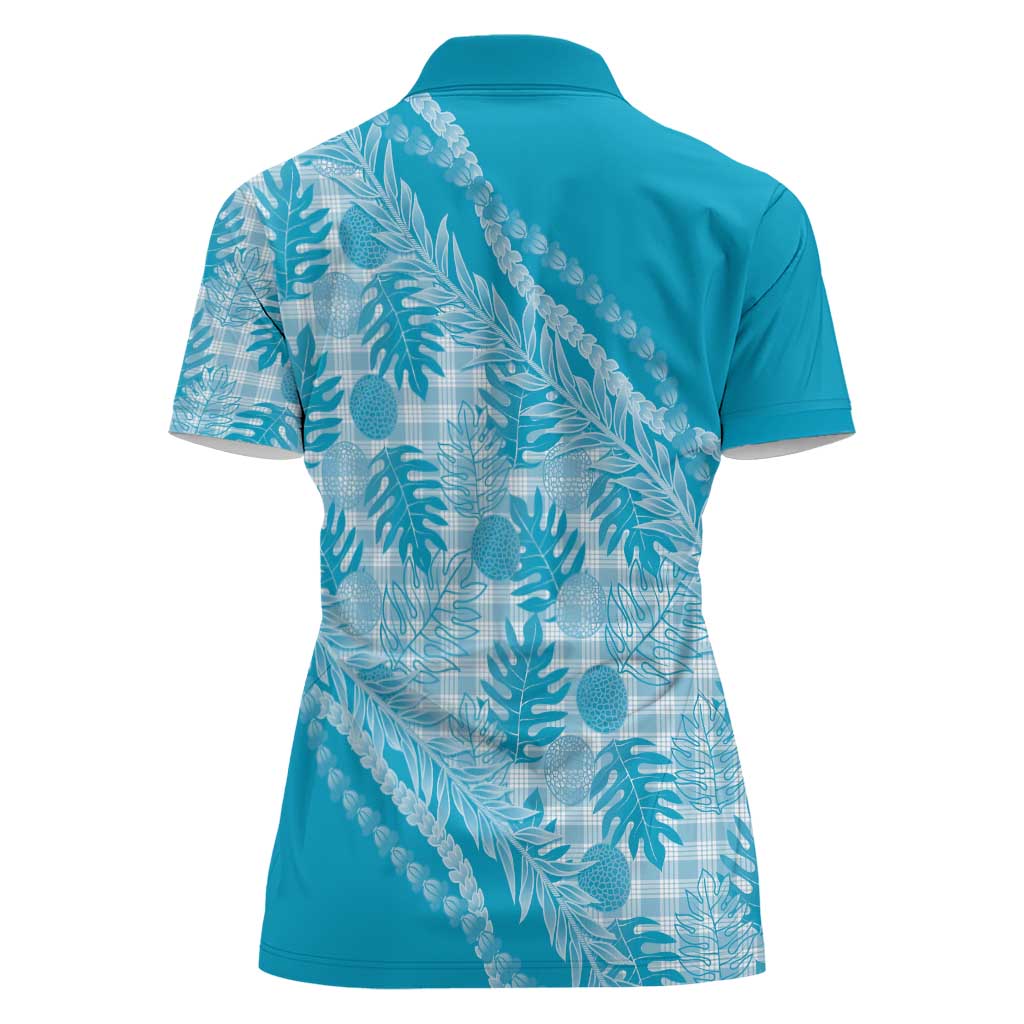 Hawaii Breadfruit Palaka Women Polo Shirt Polu Maile Lei - Polynesian Pride
