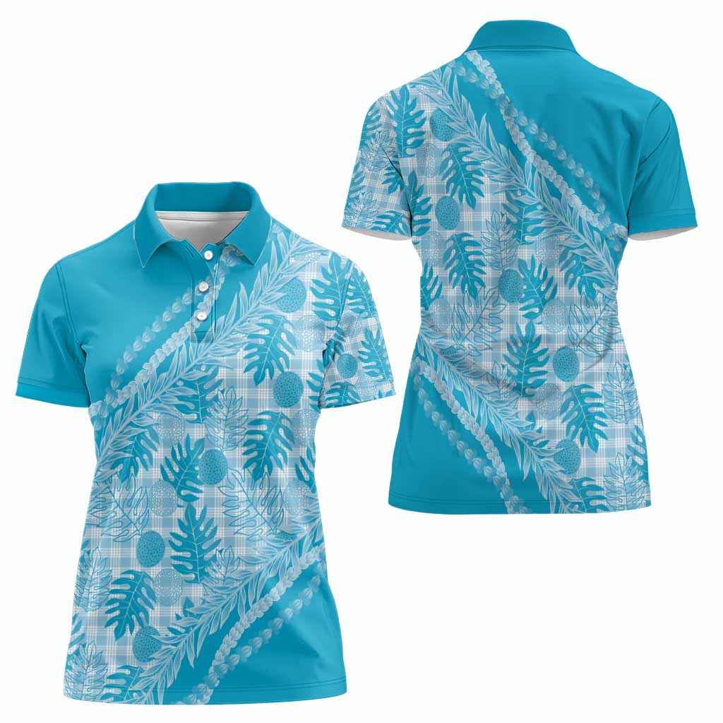 Hawaii Breadfruit Palaka Women Polo Shirt Polu Maile Lei - Polynesian Pride