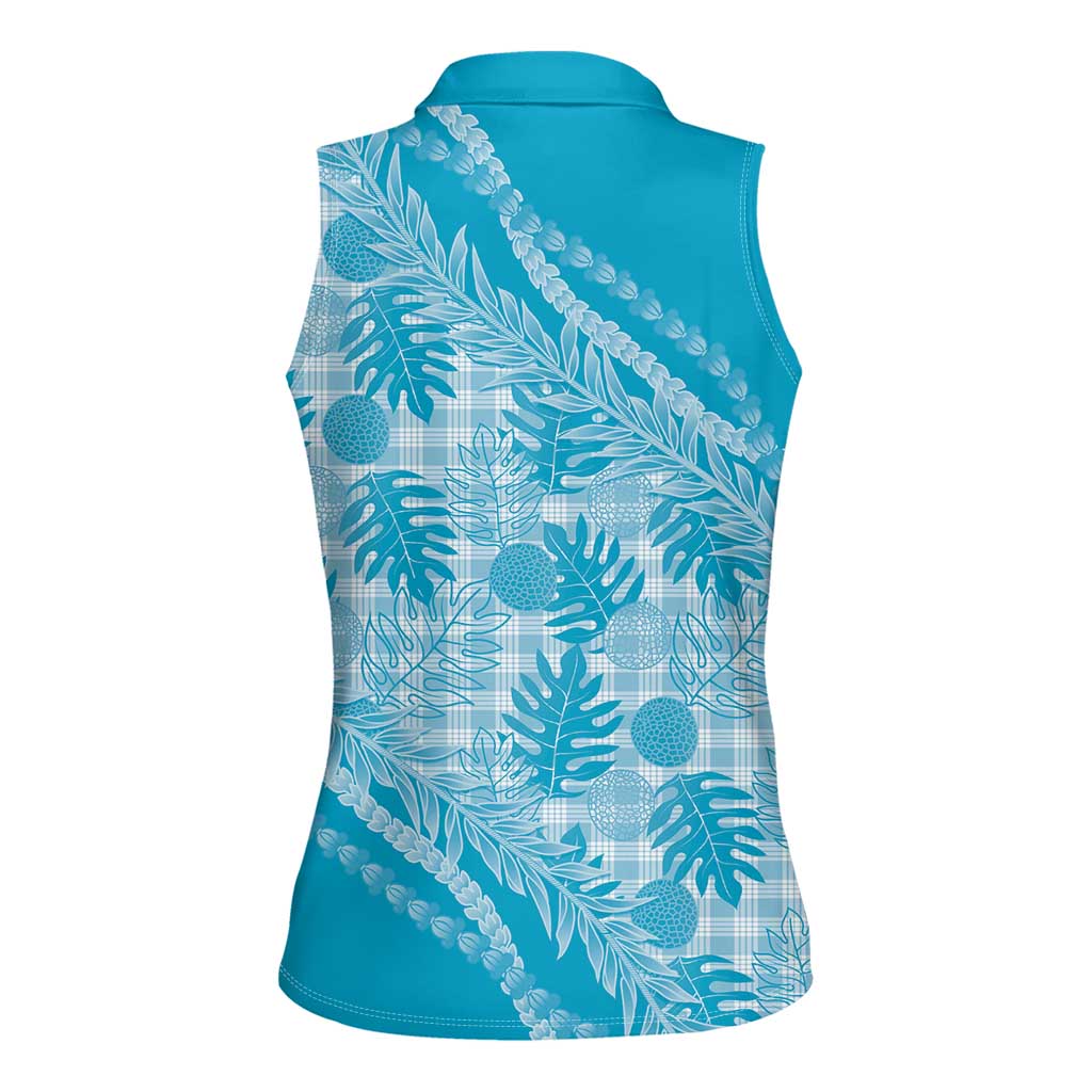 Hawaii Breadfruit Palaka Women Sleeveless Polo Shirt Polu Maile Lei - Polynesian Pride