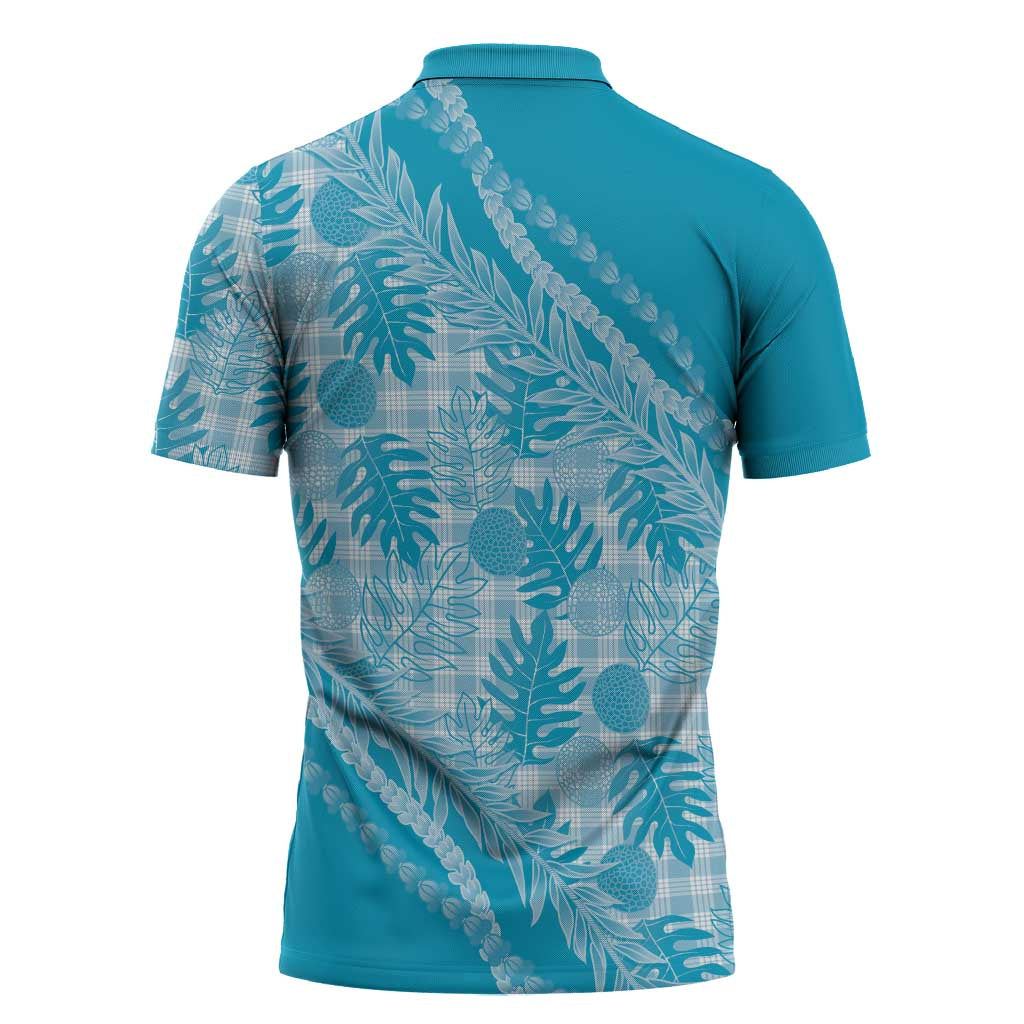 Hawaii Breadfruit Palaka Zipper Polo Shirt Polu Maile Lei - Polynesian Pride