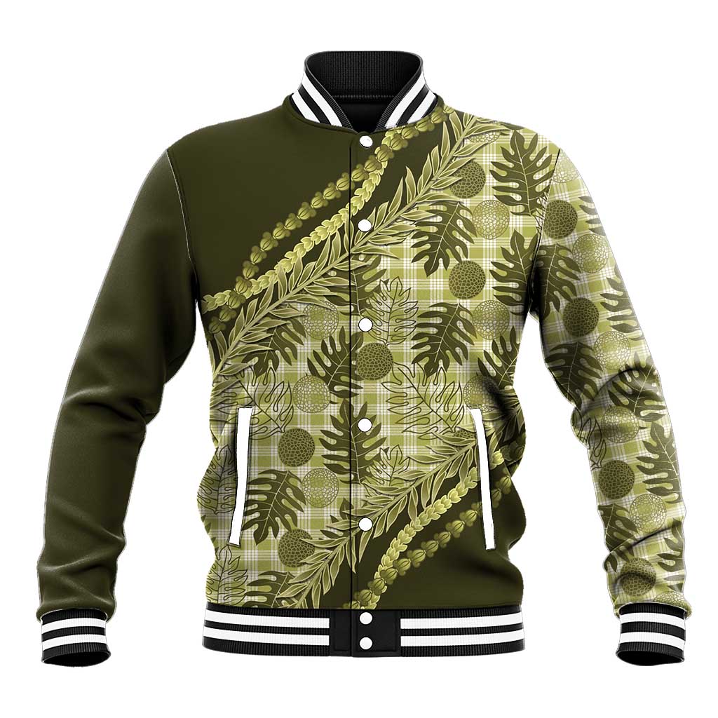 Hawaii Breadfruit Palaka Baseball Jacket Omaomao Maile Lei - Polynesian Pride