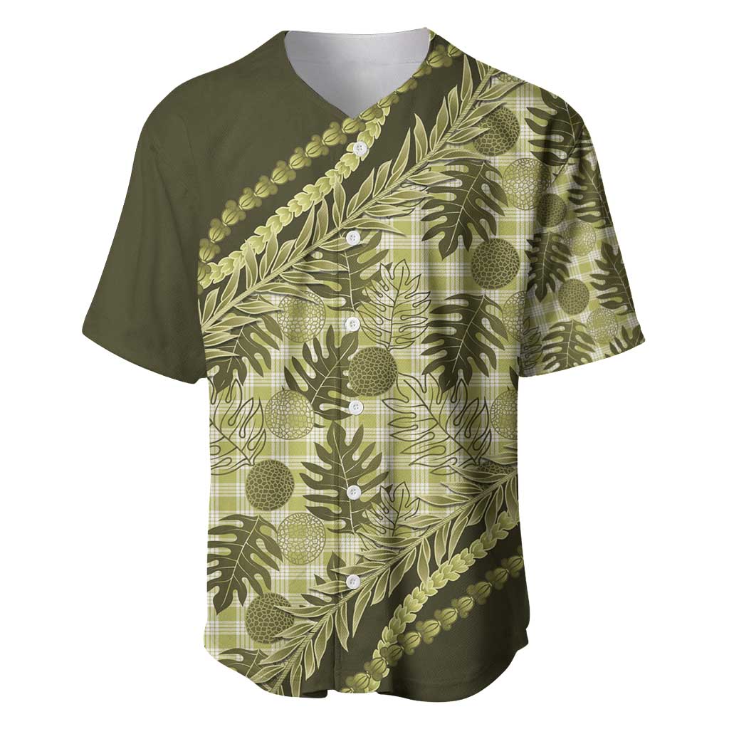 Hawaii Breadfruit Palaka Baseball Jersey Omaomao Maile Lei - Polynesian Pride