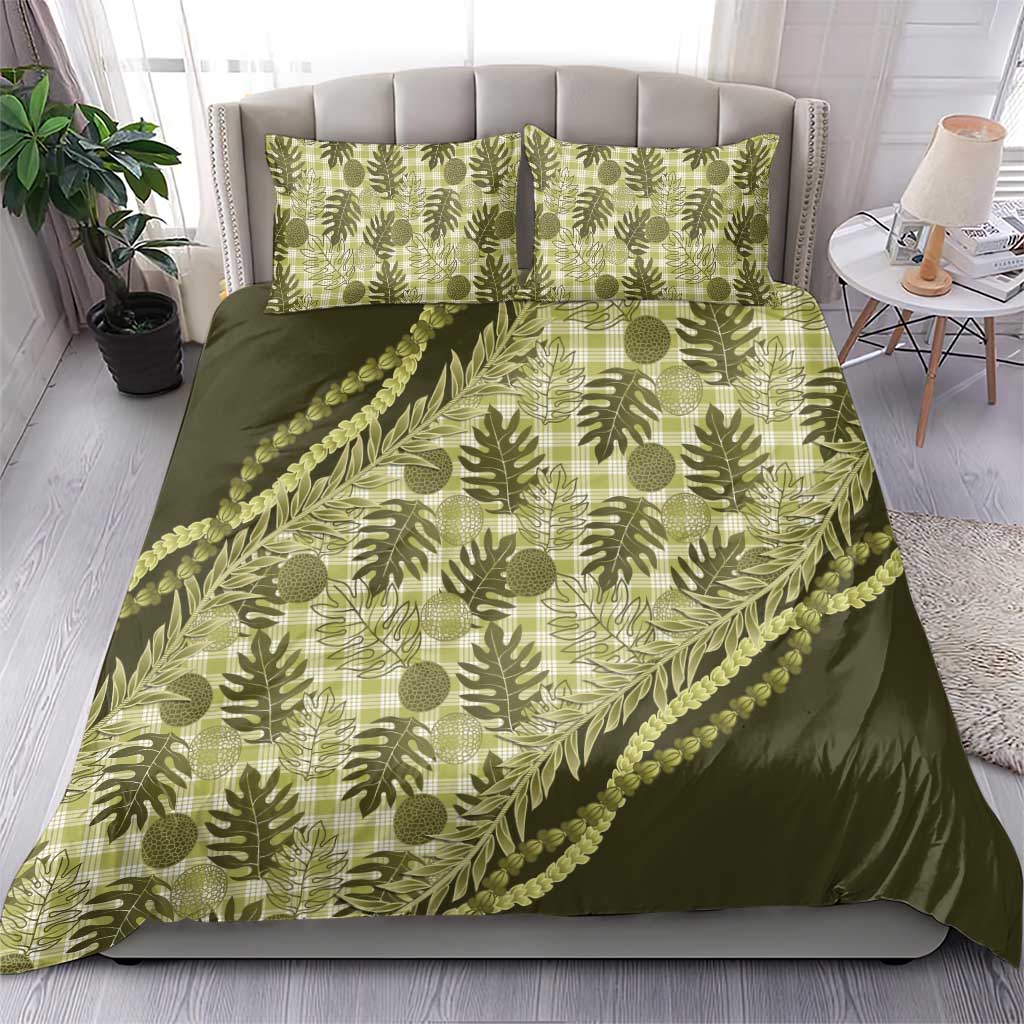 Hawaii Breadfruit Palaka Bedding Set Omaomao Maile Lei - Polynesian Pride