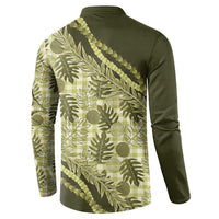 Hawaii Breadfruit Palaka Button Sweatshirt Omaomao Maile Lei - Polynesian Pride