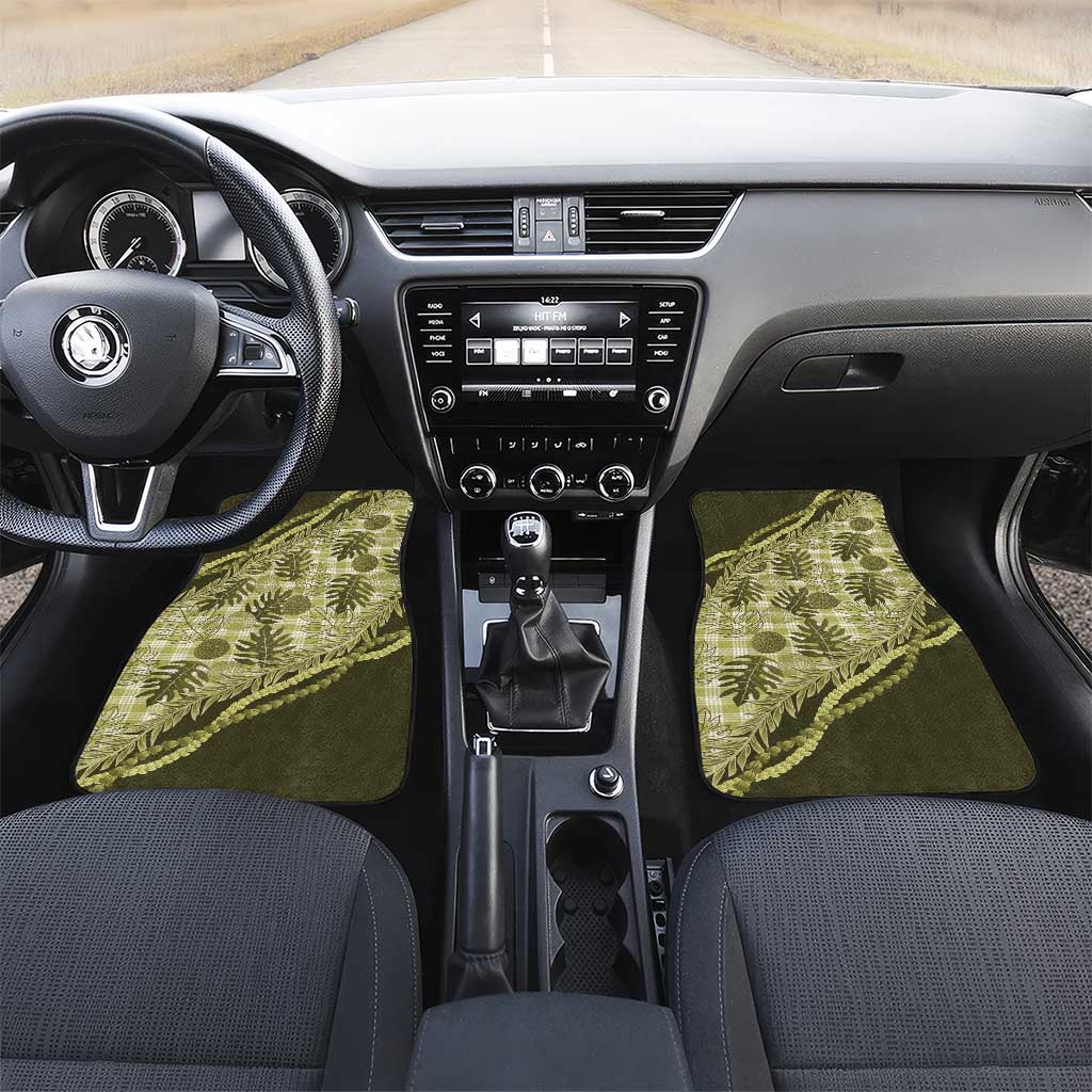 Hawaii Breadfruit Palaka Car Mats Omaomao Maile Lei - Polynesian Pride