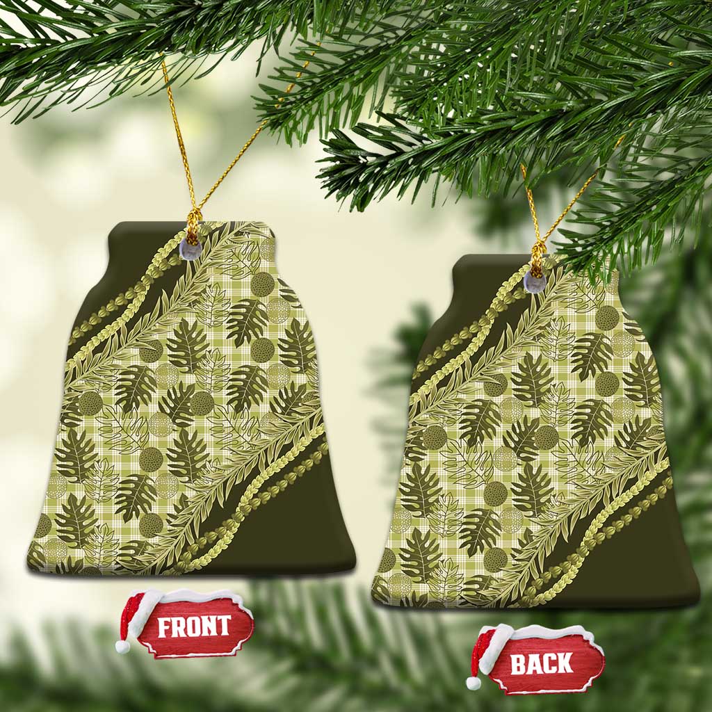 Hawaii Breadfruit Palaka Ceramic Ornament Omaomao Maile Lei - Polynesian Pride