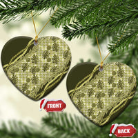 Hawaii Breadfruit Palaka Ceramic Ornament Omaomao Maile Lei - Polynesian Pride