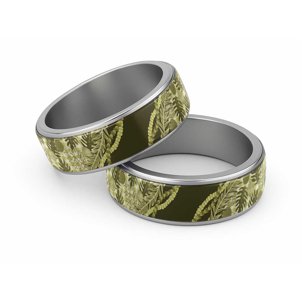 Hawaii Breadfruit Palaka Classic Ring Omaomao Maile Lei - Polynesian Pride