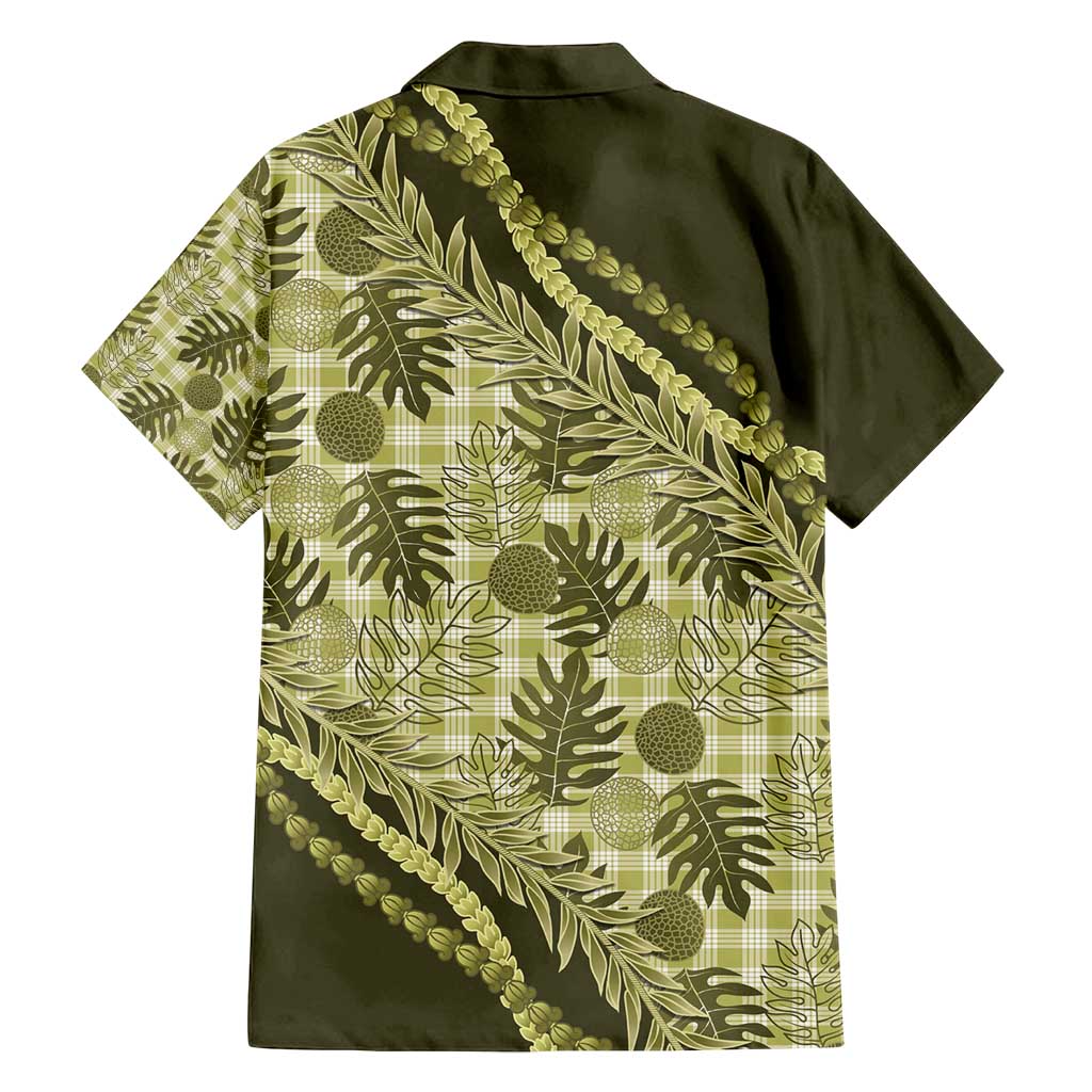 Hawaii Breadfruit Palaka Family Matching Off Shoulder Maxi Dress and Hawaiian Shirt Omaomao Maile Lei - Polynesian Pride