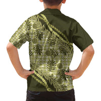 Hawaii Breadfruit Palaka Family Matching Off Shoulder Short Dress and Hawaiian Shirt Omaomao Maile Lei - Polynesian Pride