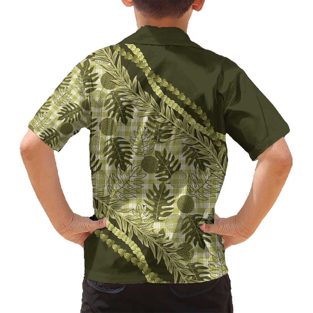Hawaii Breadfruit Palaka Family Matching Puletasi and Hawaiian Shirt Omaomao Maile Lei - Polynesian Pride