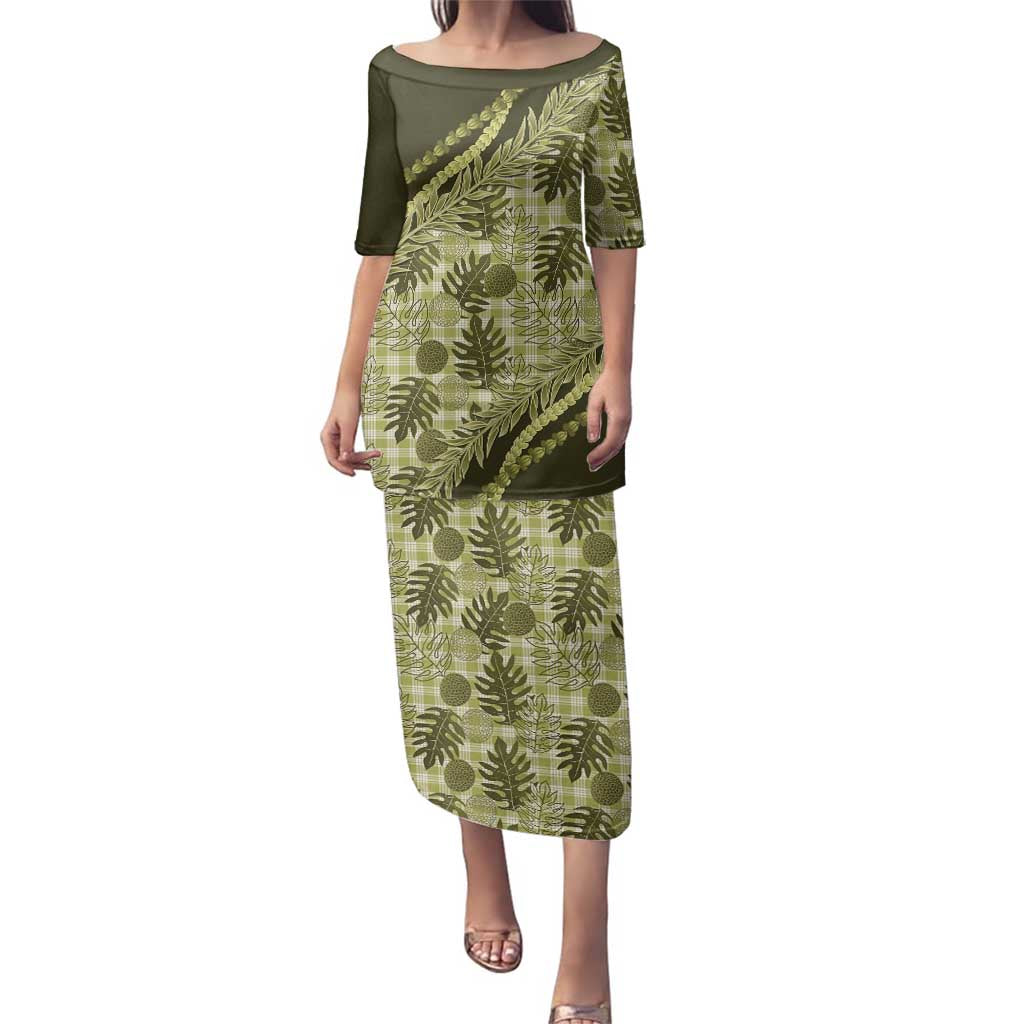 Hawaii Breadfruit Palaka Family Matching Puletasi and Hawaiian Shirt Omaomao Maile Lei - Polynesian Pride