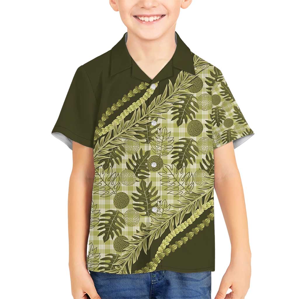 Hawaii Breadfruit Palaka Family Matching Puletasi and Hawaiian Shirt Omaomao Maile Lei - Polynesian Pride
