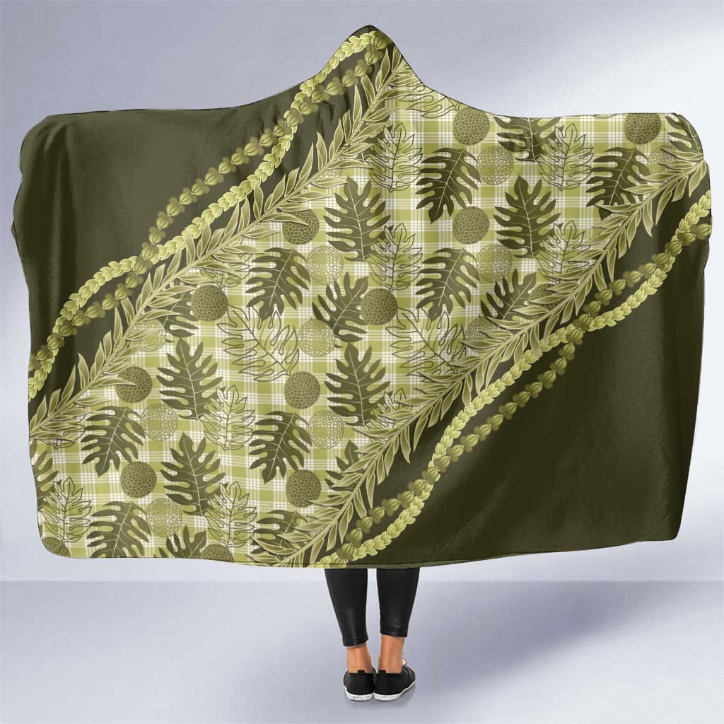 Hawaii Breadfruit Palaka Hooded Blanket Omaomao Maile Lei - Polynesian Pride