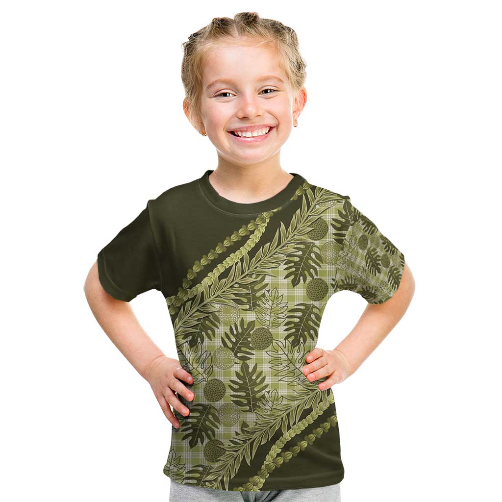 Hawaii Breadfruit Palaka Kid T Shirt Omaomao Maile Lei - Polynesian Pride