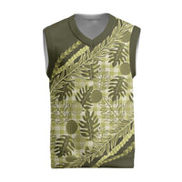 Hawaii Breadfruit Palaka Christmas Knitted V-Neck Vest Omaomao Maile Lei - Polynesian Pride