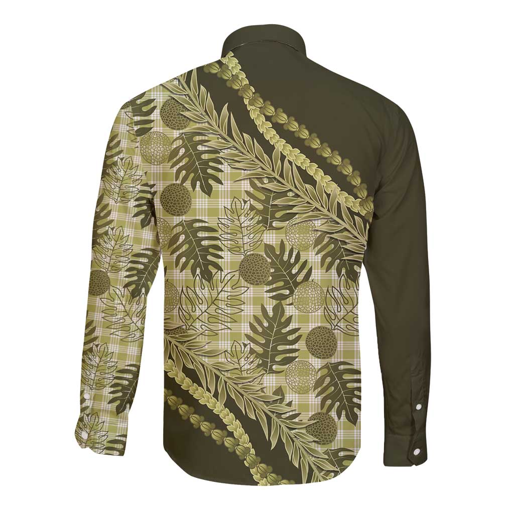 Hawaii Breadfruit Palaka Long Sleeve Button Shirt Omaomao Maile Lei - Polynesian Pride