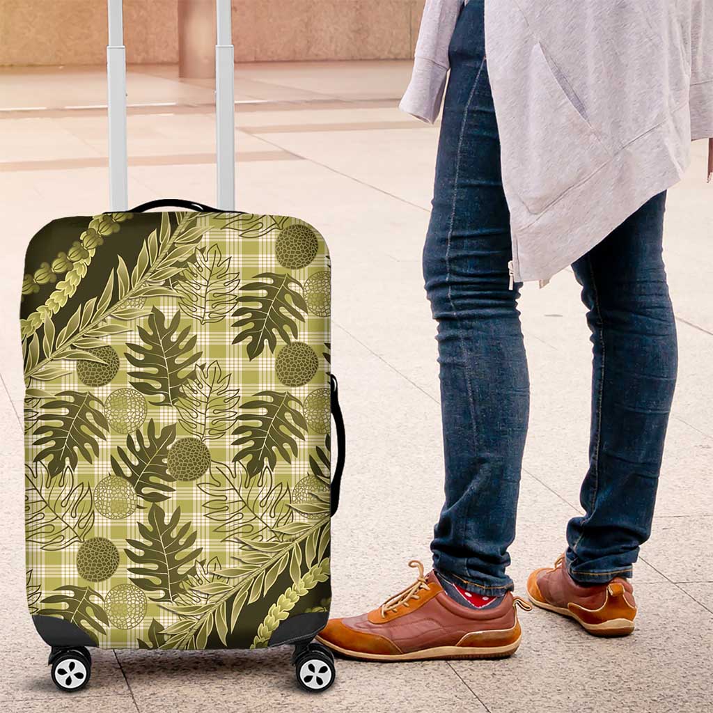 Hawaii Breadfruit Palaka Luggage Cover Omaomao Maile Lei - Polynesian Pride