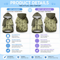 Hawaii Breadfruit Palaka Pet Hoodie Omaomao Maile Lei