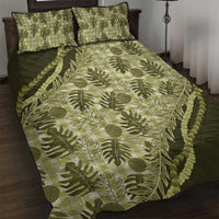 Hawaii Breadfruit Palaka Quilt Bed Set Omaomao Maile Lei - Polynesian Pride