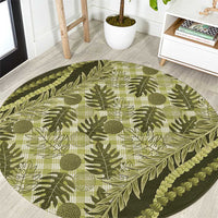 Hawaii Breadfruit Palaka Round Carpet Omaomao Maile Lei - Polynesian Pride