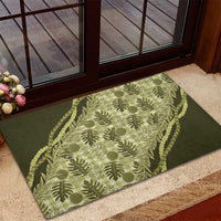 Hawaii Breadfruit Palaka Rubber Doormat Omaomao Maile Lei - Polynesian Pride