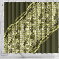 Hawaii Breadfruit Palaka Shower Curtain Omaomao Maile Lei - Polynesian Pride