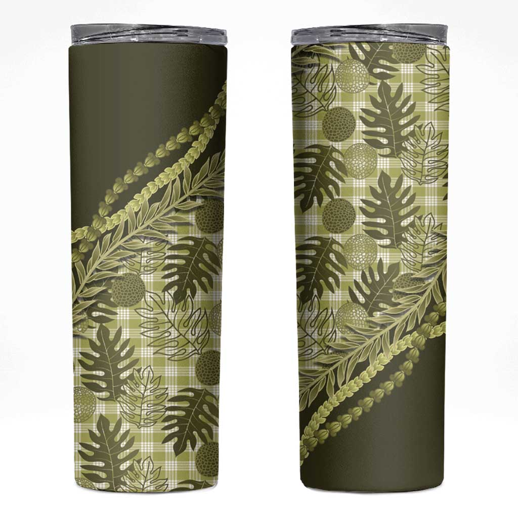 Hawaii Breadfruit Palaka Skinny Tumbler Omaomao Maile Lei - Polynesian Pride