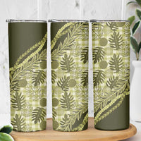 Hawaii Breadfruit Palaka Skinny Tumbler Omaomao Maile Lei - Polynesian Pride