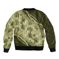 Hawaii Breadfruit Palaka Sleeve Zip Bomber Jacket Omaomao Maile Lei - Polynesian Pride