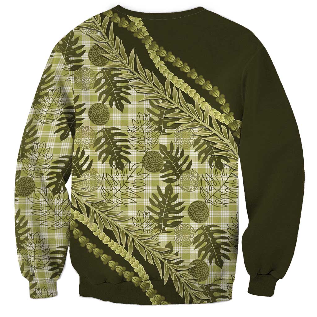 Hawaii Breadfruit Palaka Sweatshirt Omaomao Maile Lei - Polynesian Pride