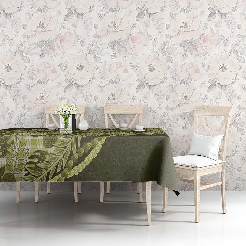 Hawaii Breadfruit Palaka Tablecloth Omaomao Maile Lei - Polynesian Pride