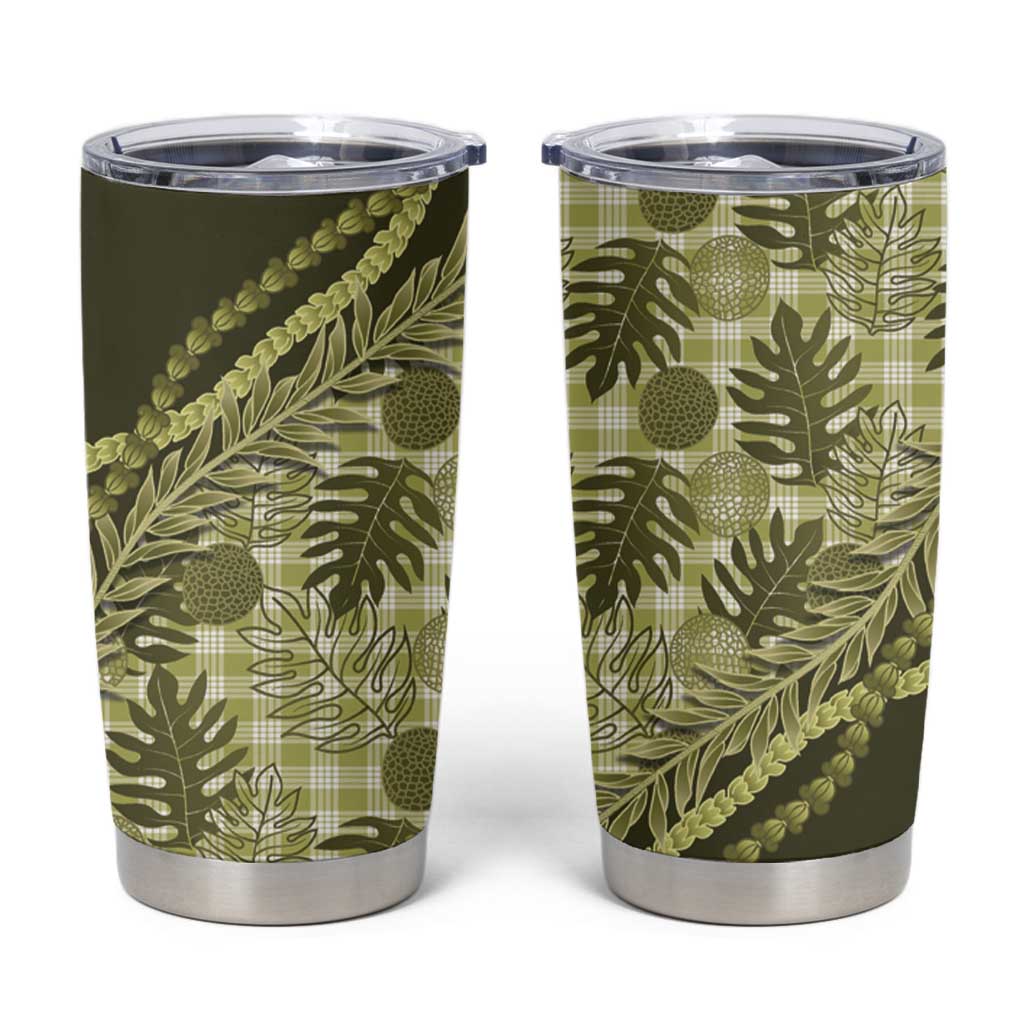 Hawaii Breadfruit Palaka Tumbler Cup Omaomao Maile Lei - Polynesian Pride