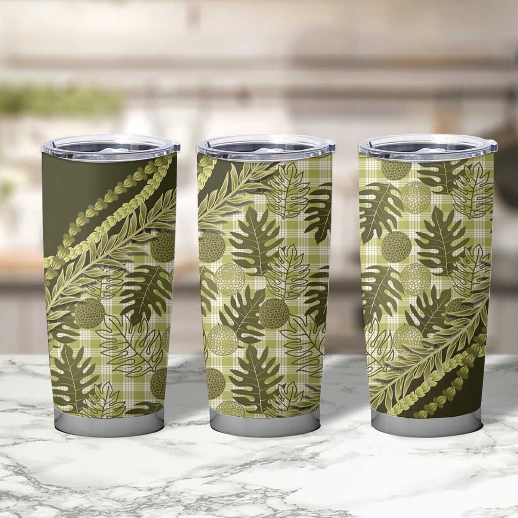 Hawaii Breadfruit Palaka Tumbler Cup Omaomao Maile Lei - Polynesian Pride