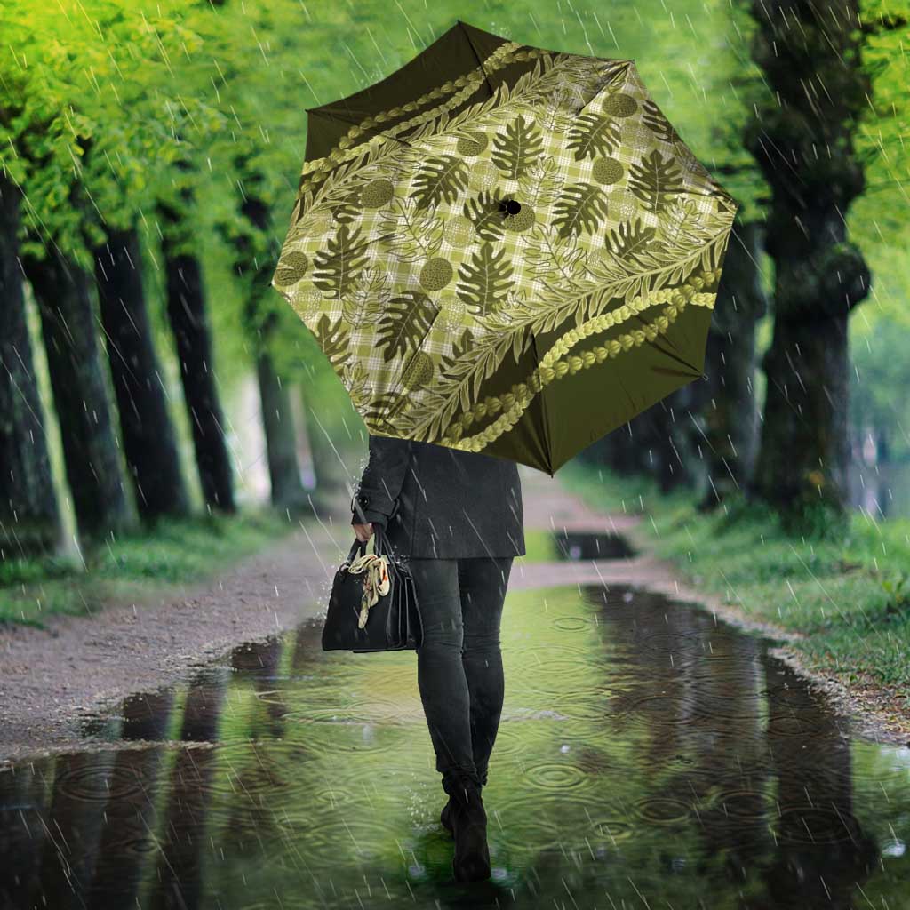Hawaii Breadfruit Palaka Umbrella Omaomao Maile Lei - Polynesian Pride