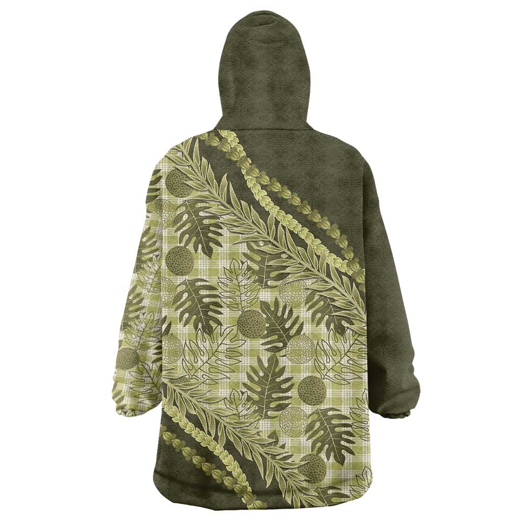 Hawaii Breadfruit Palaka Wearable Blanket Hoodie Omaomao Maile Lei - Polynesian Pride