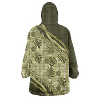 Hawaii Breadfruit Palaka Wearable Blanket Hoodie Omaomao Maile Lei - Polynesian Pride