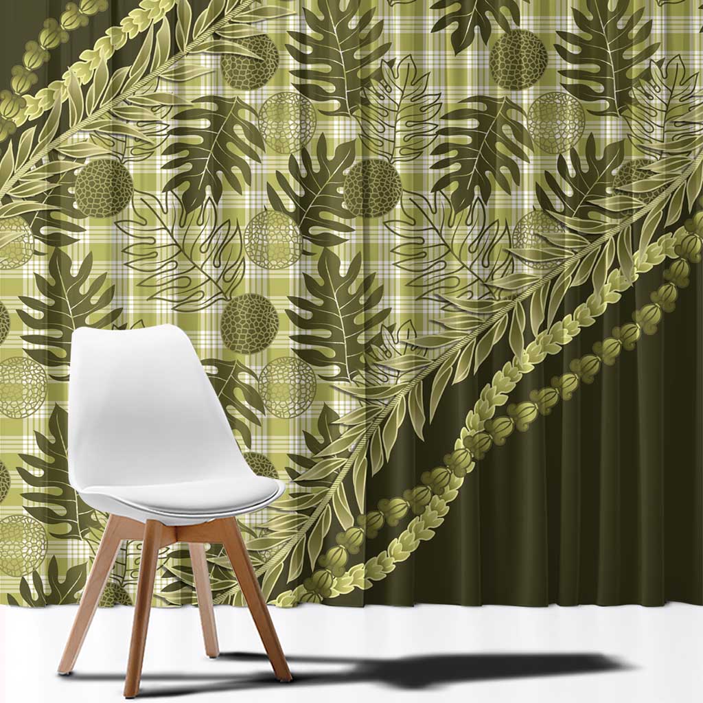Hawaii Breadfruit Palaka Window Curtain Omaomao Maile Lei - Polynesian Pride