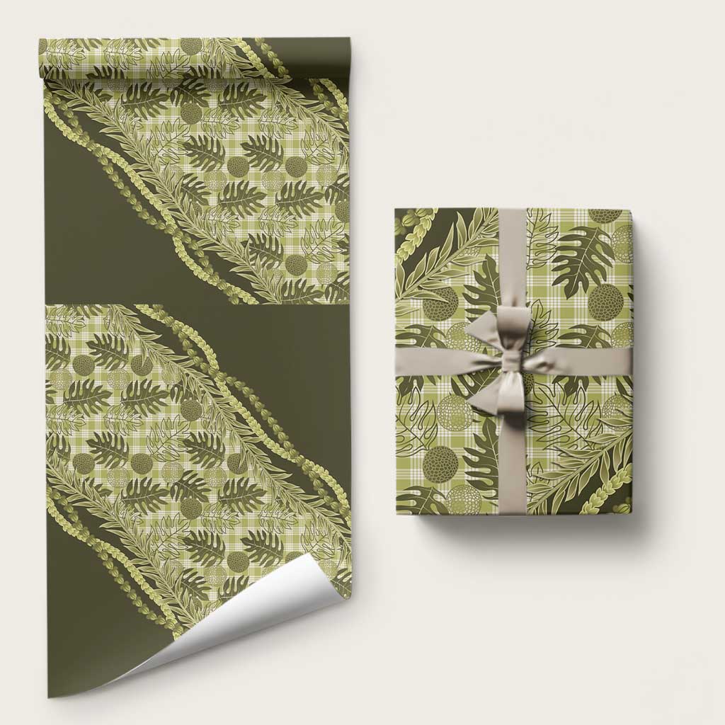 Hawaii Breadfruit Palaka Wrapping Paper Omaomao Maile Lei - Polynesian Pride