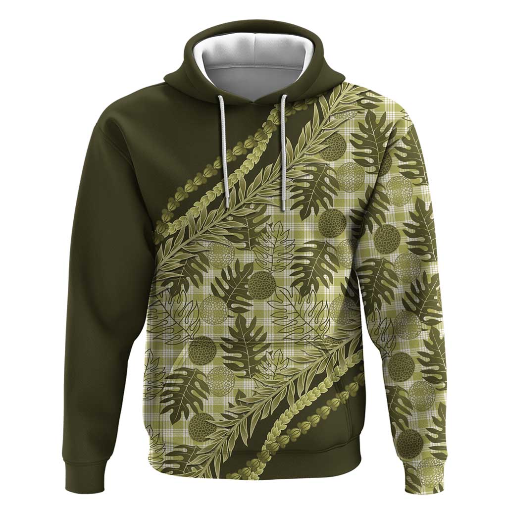 Hawaii Breadfruit Palaka Zip Hoodie Omaomao Maile Lei - Polynesian Pride