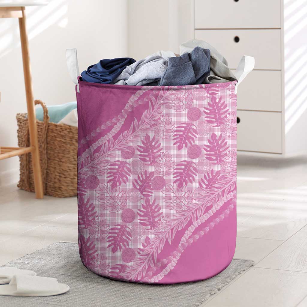 Hawaii Breadfruit Palaka Laundry Basket Omaomao Ulaula Maile Lei - Polynesian Pride