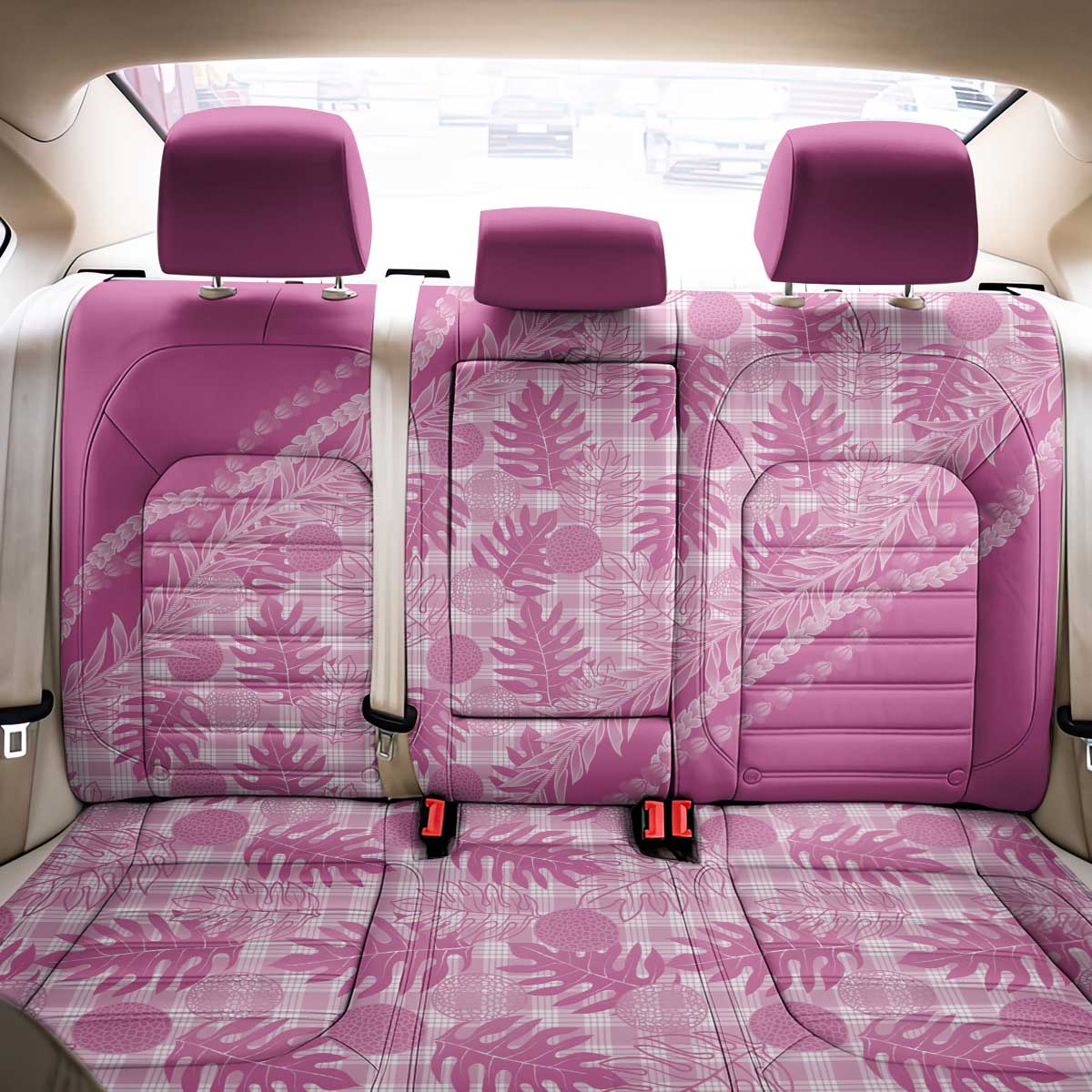 Hawaii Breadfruit Palaka Back Car Seat Cover Omaomao Ulaula Maile Lei - Polynesian Pride