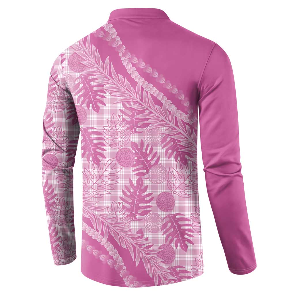 Hawaii Breadfruit Palaka Button Sweatshirt Omaomao Ulaula Maile Lei - Polynesian Pride