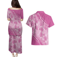 Hawaii Breadfruit Palaka Couples Matching Puletasi and Hawaiian Shirt Omaomao Ulaula Maile Lei - Polynesian Pride