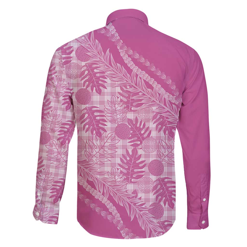 Hawaii Breadfruit Palaka Family Matching Long Sleeve Bodycon Dress and Hawaiian Shirt Omaomao Ulaula Maile Lei - Polynesian Pride