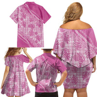 Hawaii Breadfruit Palaka Family Matching Off Shoulder Short Dress and Hawaiian Shirt Omaomao Ulaula Maile Lei - Polynesian Pride