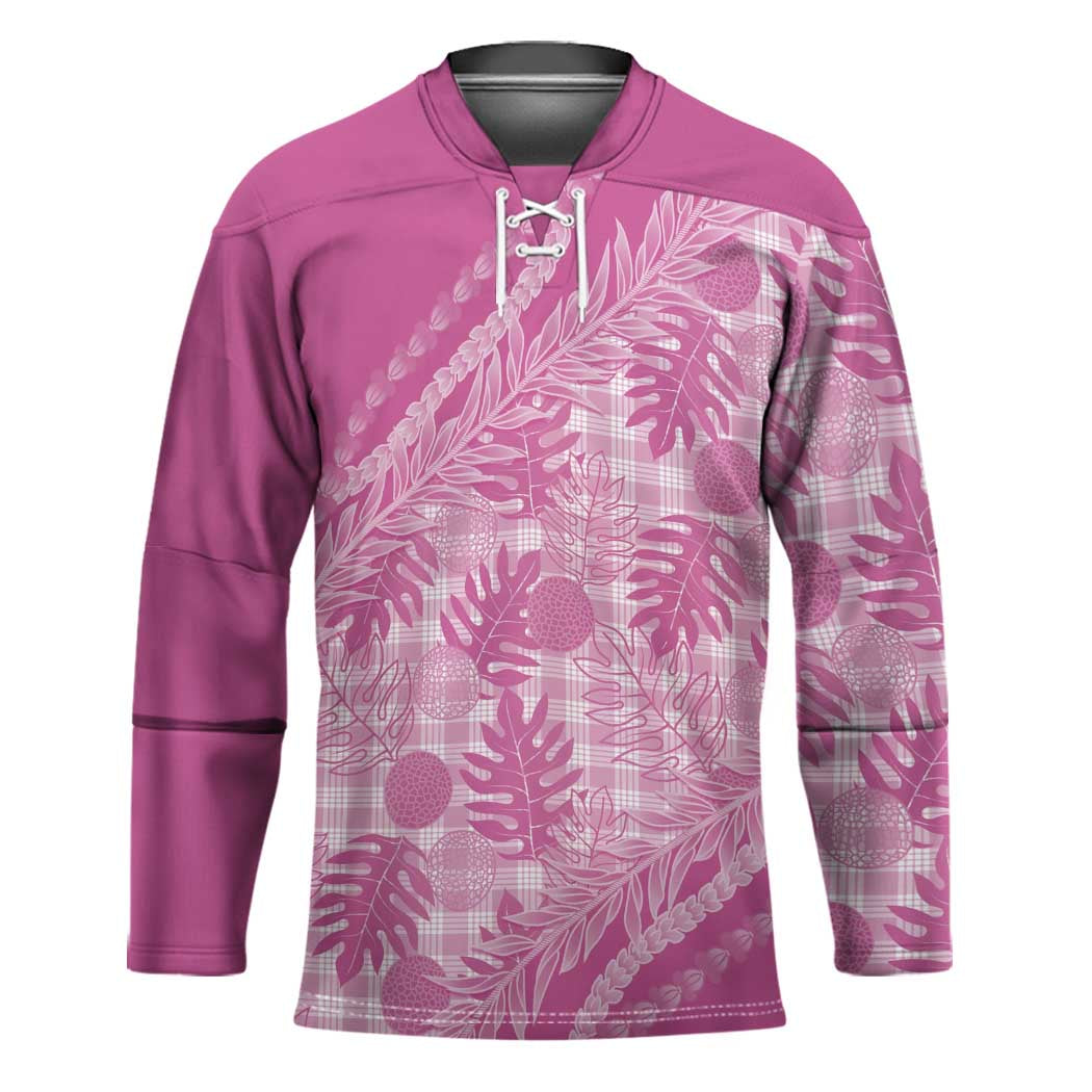 Hawaii Breadfruit Palaka Hockey Jersey Omaomao Ulaula Maile Lei - Polynesian Pride