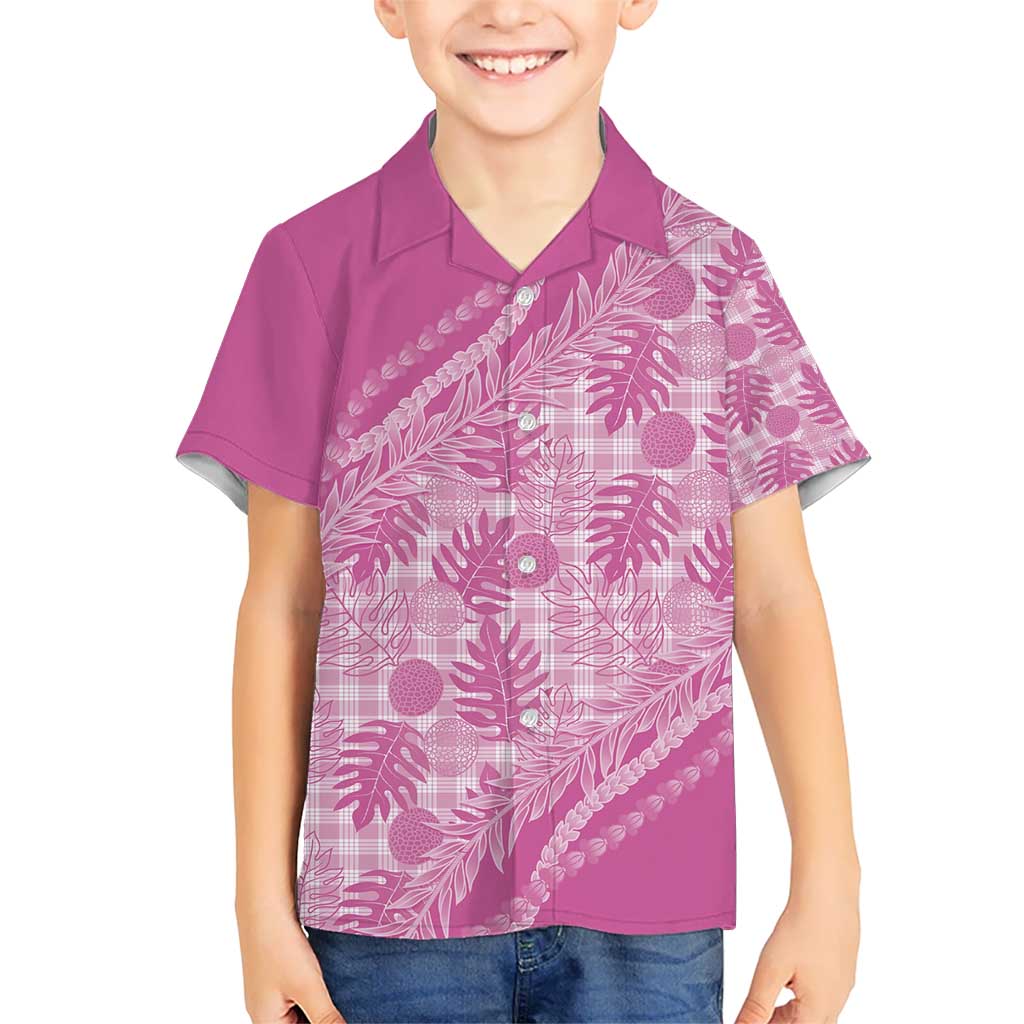 Hawaii Breadfruit Palaka Kid Hawaiian Shirt Omaomao Ulaula Maile Lei - Polynesian Pride