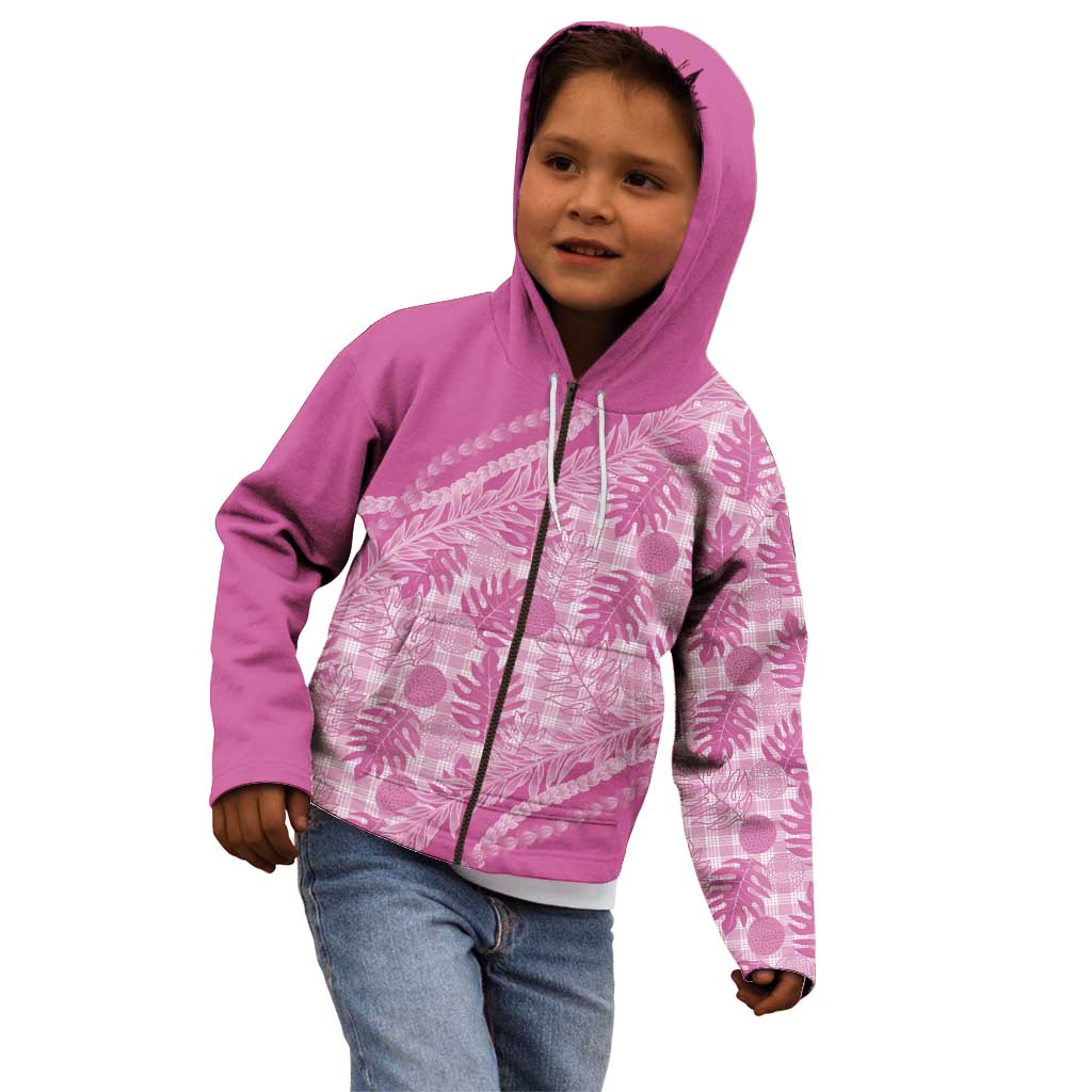 Hawaii Breadfruit Palaka Kid Hoodie Omaomao Ulaula Maile Lei - Polynesian Pride